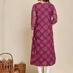 ADAA JAIPUR Women Ethnic Motifs Printed Festive Cotton Straight Kurta image 4