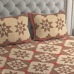 MILAAV Beige Floral 144 TC King Bedsheet with 2 Pillow Covers image 3