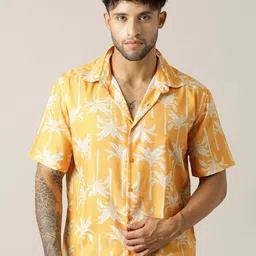 Paper Cut Relaxed Fit Floral Printed Spread Collar Linen Shirt image 2