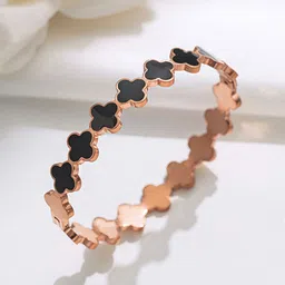Designs & You Stainless Steel Rose Gold-Plated Anti Tarinish Enamelled Bangle Bracelet-image-2