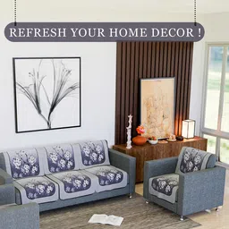 Kuber Industries Grey Cotton Sofa Cover image 3