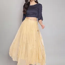 W Woman Sequin Flared Woven Maxi Skirt image 5