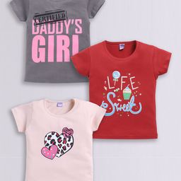 Here&Now X Game Begins Girls Pack Of 3 Assorted Printed Pure Cotton T-shirts-picture-1