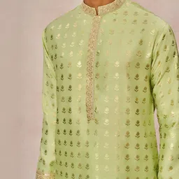 Masaba Men Floral Regular Raw Silk Kurta with Trousers image 5