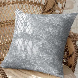 Aura Grey & White Set of 2 Floral Square Cushion Covers image 5