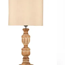 green girgit Brown Wood Cylindrical Shaped Table Lamp image 4