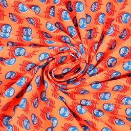 The Craft Monk Orange & White Floral King Bedsheet with 2 Pillow Covers image 2