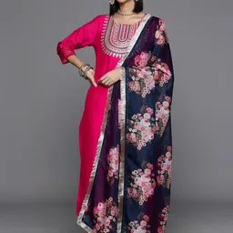 KSUT Women Yoke Design Regular Sequinned Kurta with Trousers & With Dupatta image 5