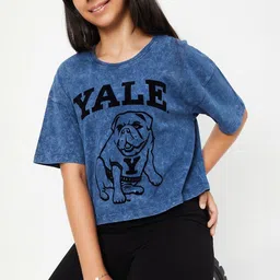 max Girls Typography Printed Raw Edge T-shirt-image-59