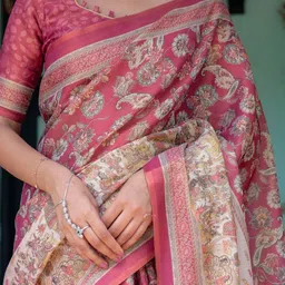 MAHARANI COUTURE Floral Pure Cotton Kanjeevaram Saree image 3