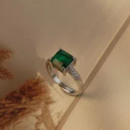 SUBHAGALANKAR Silver-Plated Square Stone Studded Adjustable Finger Ring-picture-10