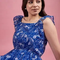 Deewa Floral Print Georgette Fit & Flare Maxi Dress image 2