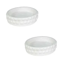 LASAKI Bubble 2Pcs White Ceramic Lightweight Round Big Flower Planter Trays-picture-11