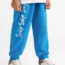 Nauti Nati Boys Blue Typography Printed Classic Cotton Joggers Trousers image 3