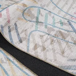 Kaleen India Teal Abstract Anti-Skid Polyester Carpet image 5