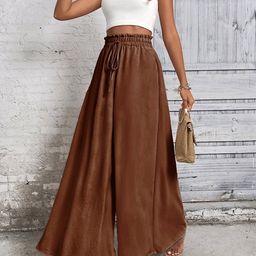 Outzidr Women Solid Smart Relaxed Fit Mid-Rise Wide Leg Trousers-picture-23