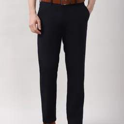 Peter England Elite Men Solid Slim Fit Formal Trousers-picture-15