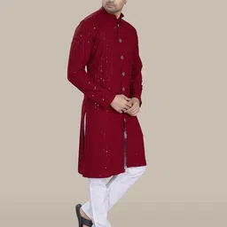 PulseIQ Men Quirky Embroidered Chikankari Kurta image 3