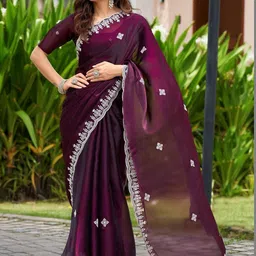 DWIJA FASHION Embellished Embroidered Poly Chiffon Heavy Work Saree image 2
