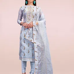 Maroosh Floral Printed Chanderi Unstitched Dress Material-picture-11