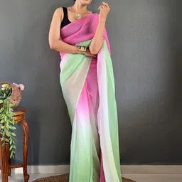 DIVASTRI Ombre Ready to Wear Pure Georgette Saree image 3