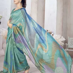 TASRIKA Mirror Work Tissue Saree image 2