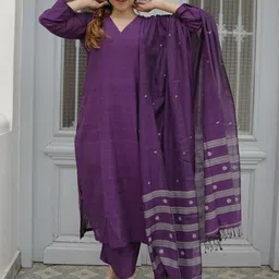DIVASTRI Women Violet Viscose Rayon Kurta Sets-picture-31