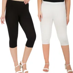 vkunj Women Black, White Capri-picture-20