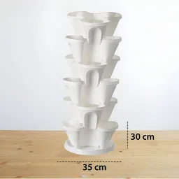 GARDEN'S NEED 6-Pcs White Textured Planters image 4