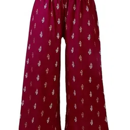 KIROTO Women Maroon Floral Printed Palazzos-image-7