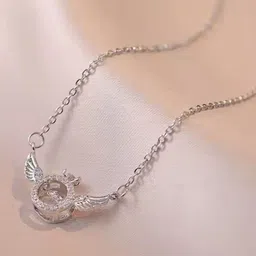 Fashion Frill Silver-Plated American Diamond Studded Necklace image 3