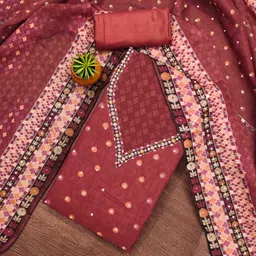 Blissta Floral Embroidered Organza Unstitched Dress Material-picture-28