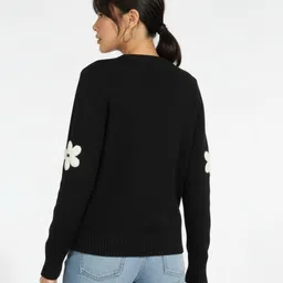 glitchez Floral Applique Front Open Sweater image 2