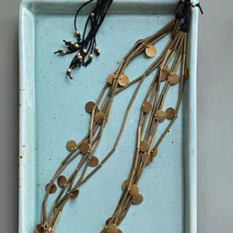 Studio Anviksha Antique Brass Tube with discs Layered Statement Necklace-picture-12