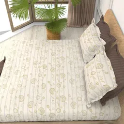 THE WHITE MOSS Christe Beige Printed 220 TC Cotton King Bedsheet Set-2.75 m x 2.50 m-picture-32