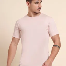JADE BLUE Round Neck Pure Cotton Slim Fit T-shirt-picture-36