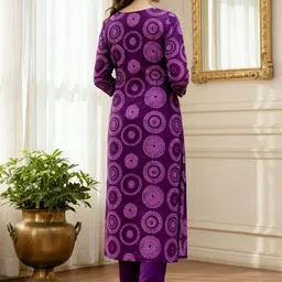 MEHARIKA Geometric Printed Thread Work Straight Kurta With Trousers & Dupatta image 4