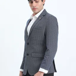 SHOWOFF Men Printed Blue Single-Breasted Slim Fit Blazer image 5