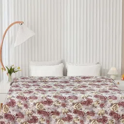 Aura Brown & Olive Green Floral Printed Microfiber AC Room 300 GSM Double Bed Comforter-picture-10