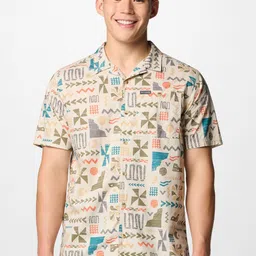 Columbia Men Classic Spread Collar Geometric Printed Cotton Casual Shirt-picture-29
