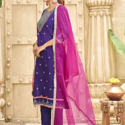 Anouk Women Navy Blue Kurta Sets image 3