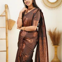 KSALIYA Brown Silk Blend Sarees image 4