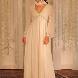 Alaya By Stage3 V-Neck Thread Work Georgette Anarkali Ethnic Dresses With Dupatta image 3