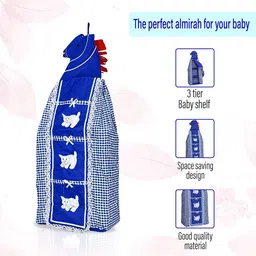 Kuber Industries Blue & White 2 Pieces Checked Hanging 3-Tier Wardrobe Organisers image 5