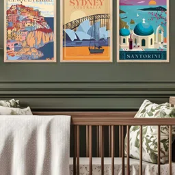 Kotart Brown & Blue 3 Piece Wood Abstract Wall Paintings image 5