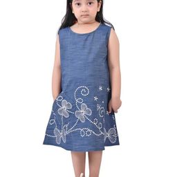 BAESD Girls Embroidered Denim A-Line Dress-picture-7