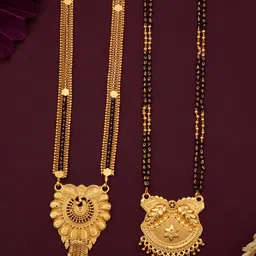 Bhanu diam Gold-Plated & Black Brass Mangalsutra-picture-28