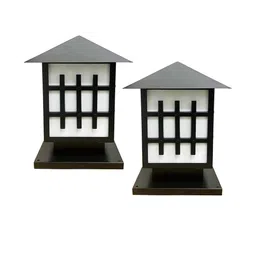 BrightLyt Pack of 2 Black & White Iron Outdoor Lamp-image-11