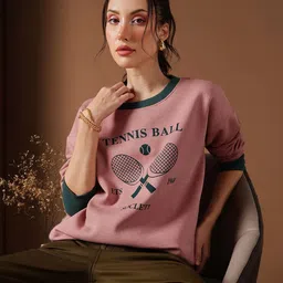 STREET 9 Women Printed Round Neck Pullover Sweatshirt image 5