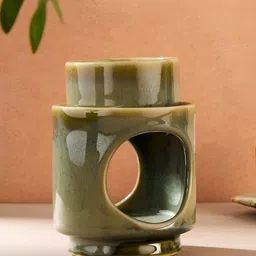 Fabindia Green & Cream Colored 2 Pieces Ceramic Aroma Sughandh Burner-picture-23